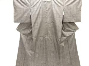 変わり格子に古典柄織り出し本場泥大島紬着物(7マルキ)